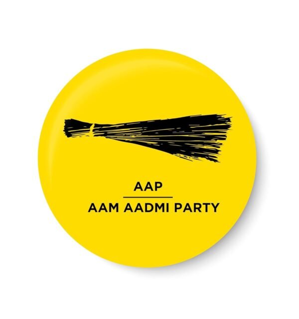 Customize Pin Dot Button Round Badges | AAP (Aam Aadmi Party) Political Party | Election, Vote, Campaign, Symbol,