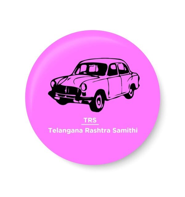 Customize Pin Dot Button Round Badges | TRS (Telangana Rashtra Samithi) Political Party | Election, Vote, Campaign, Symbol,