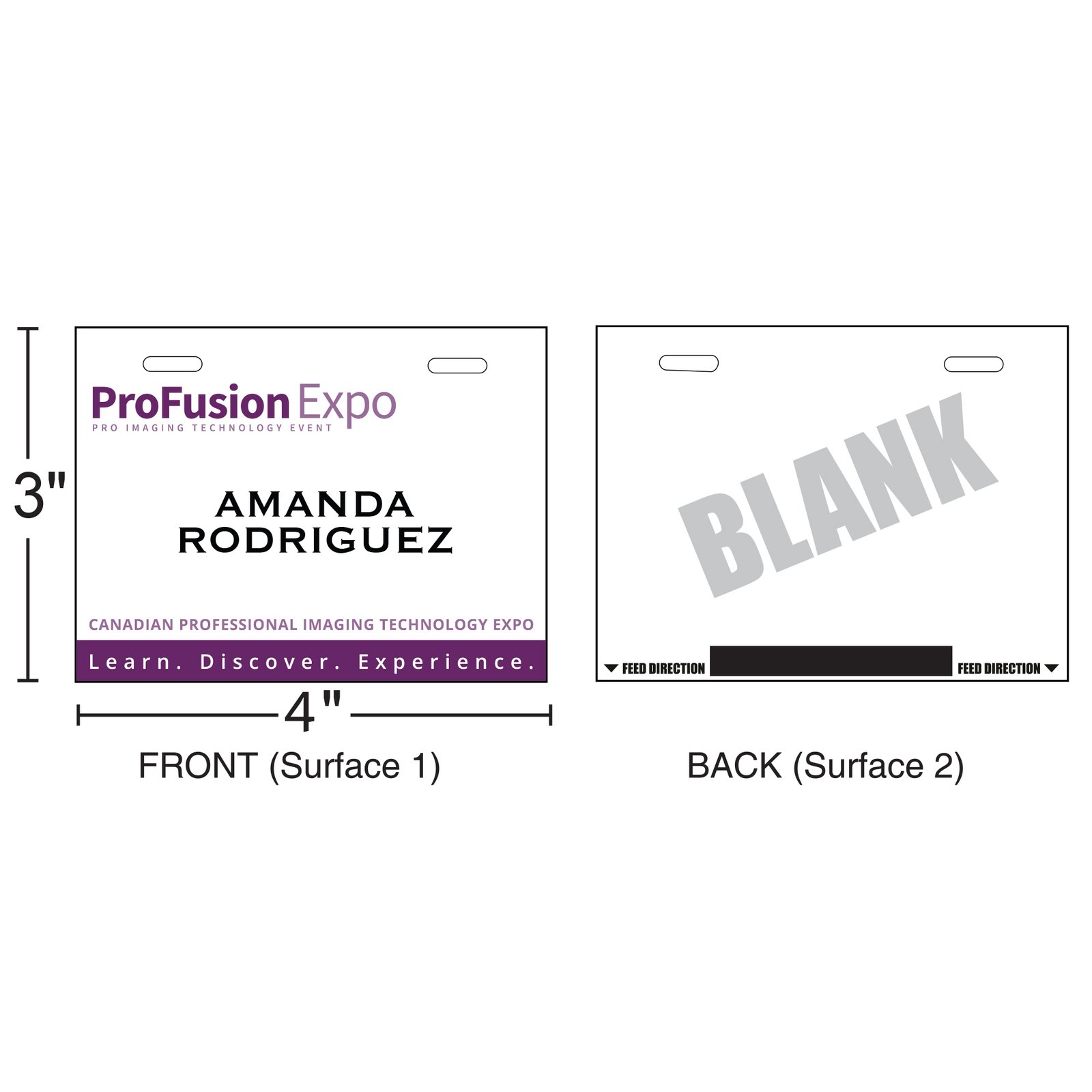 4" x 3" | Standard Custom Badge | One Color | Duo Clip