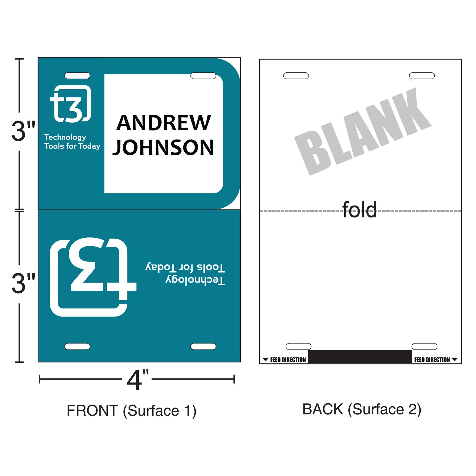 4" x 3" | Standard Custom Badge | One Color | Duo Clip | Two-sided