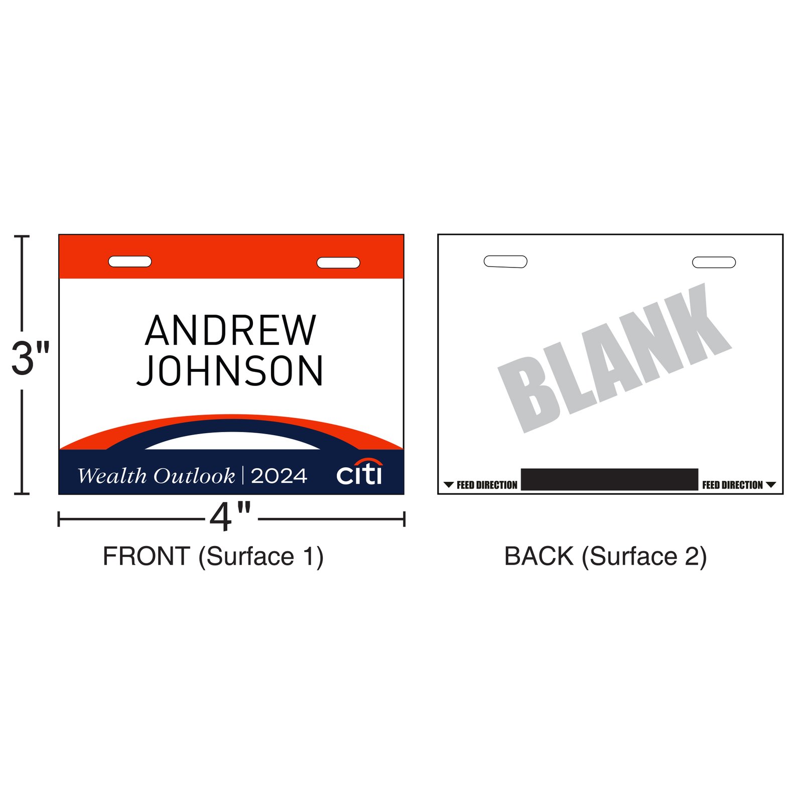 4" x 3" | Standard Custom Badge | Two Color | Duo Clip