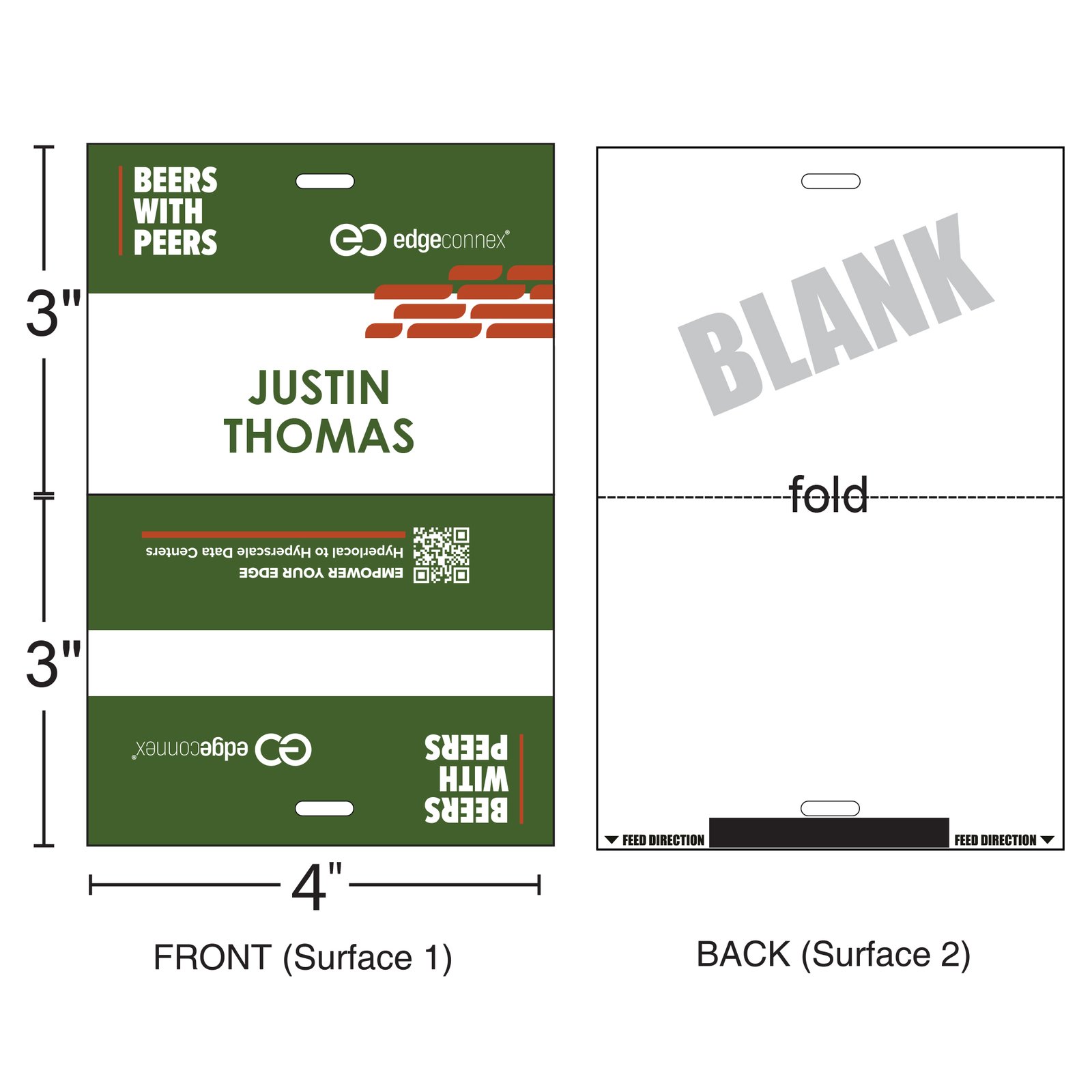 4" x 3" | Standard Custom Badge | Two Color | 1 Clip | Two-sided