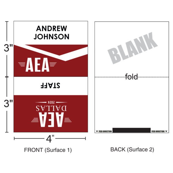 4" x 3" | Standard Custom Badge | One Color | Two-sided