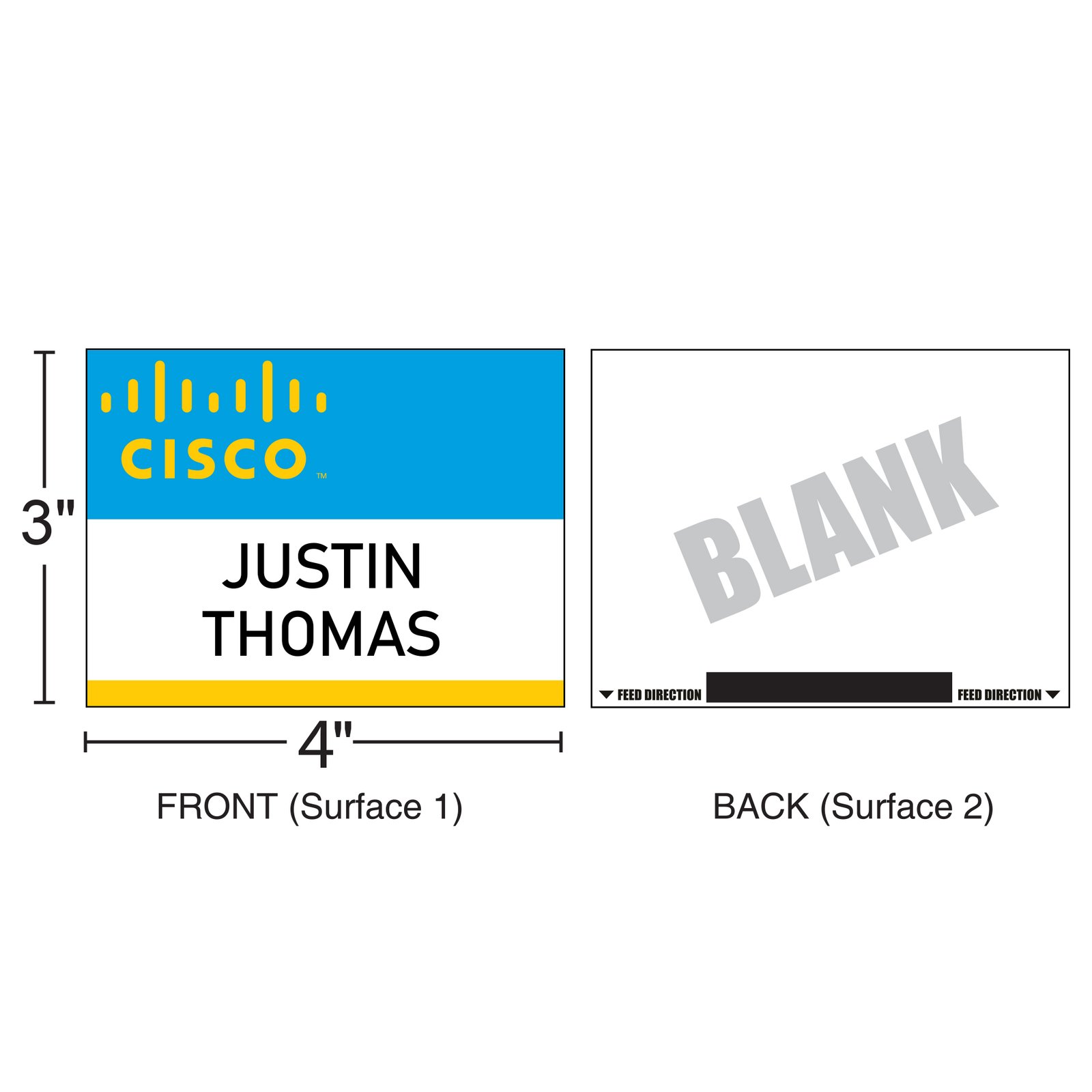 4" x 3" | Standard Custom Badge | Two Color