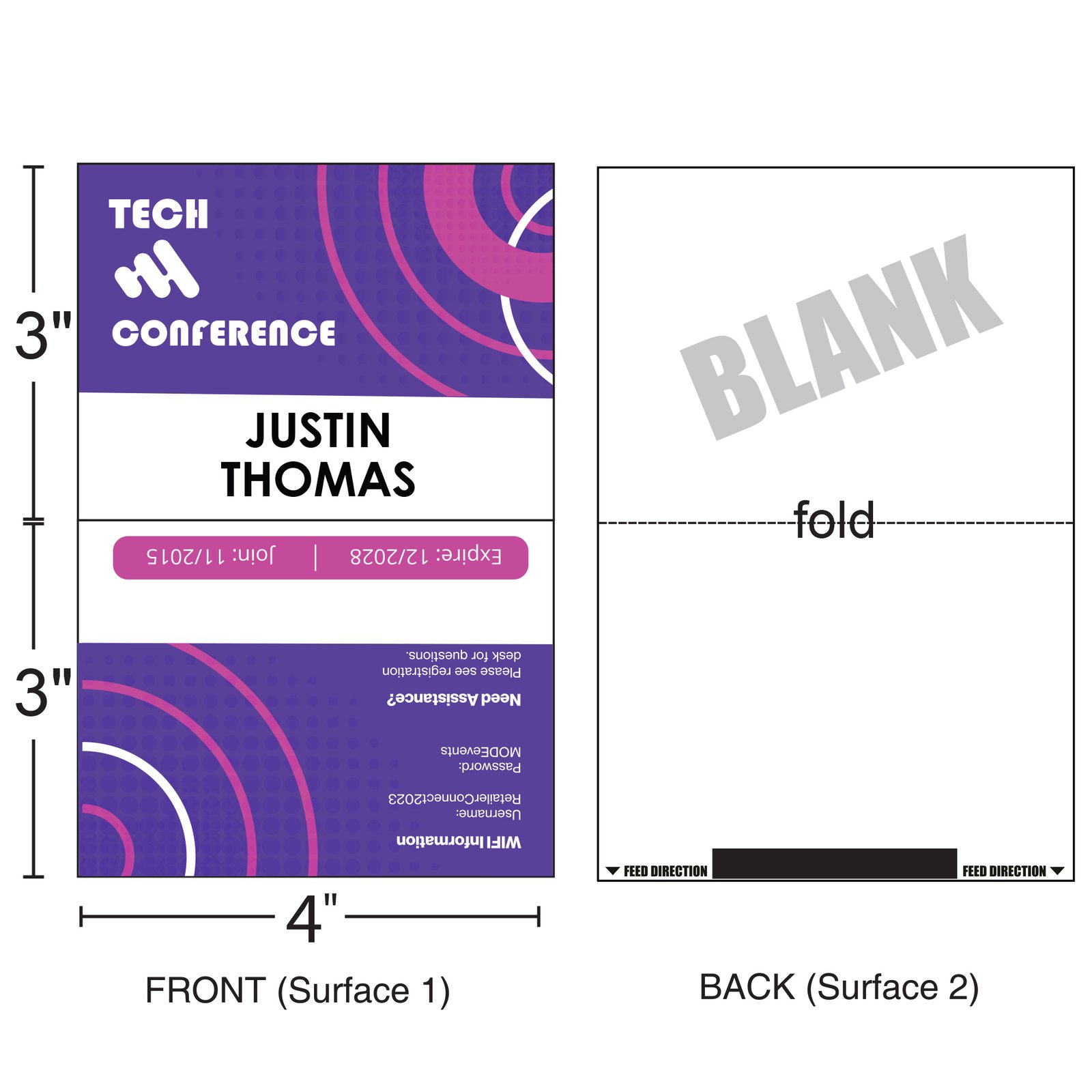 4" x 3" | Standard Custom Badge | Two Color | Two-sided