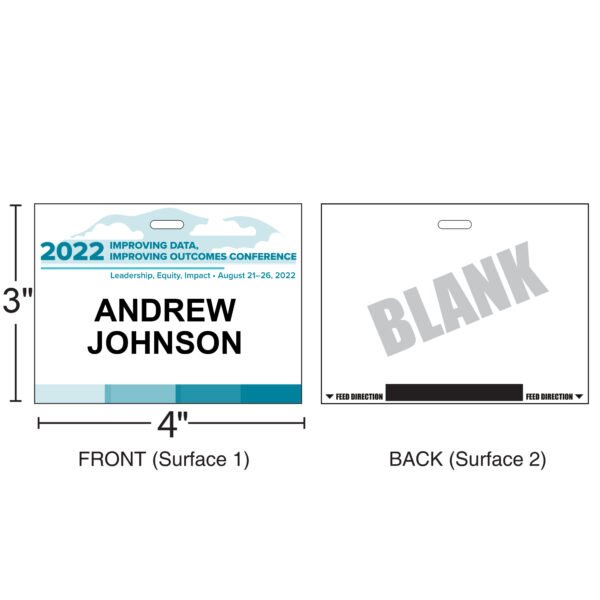 4" x 3" | Standard Custom Badge | One Color | 1 Clip