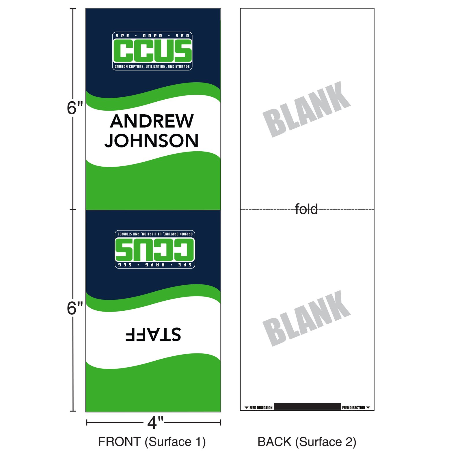 4" x 6" | Standard Custom Badge | Two Color | Two-sided
