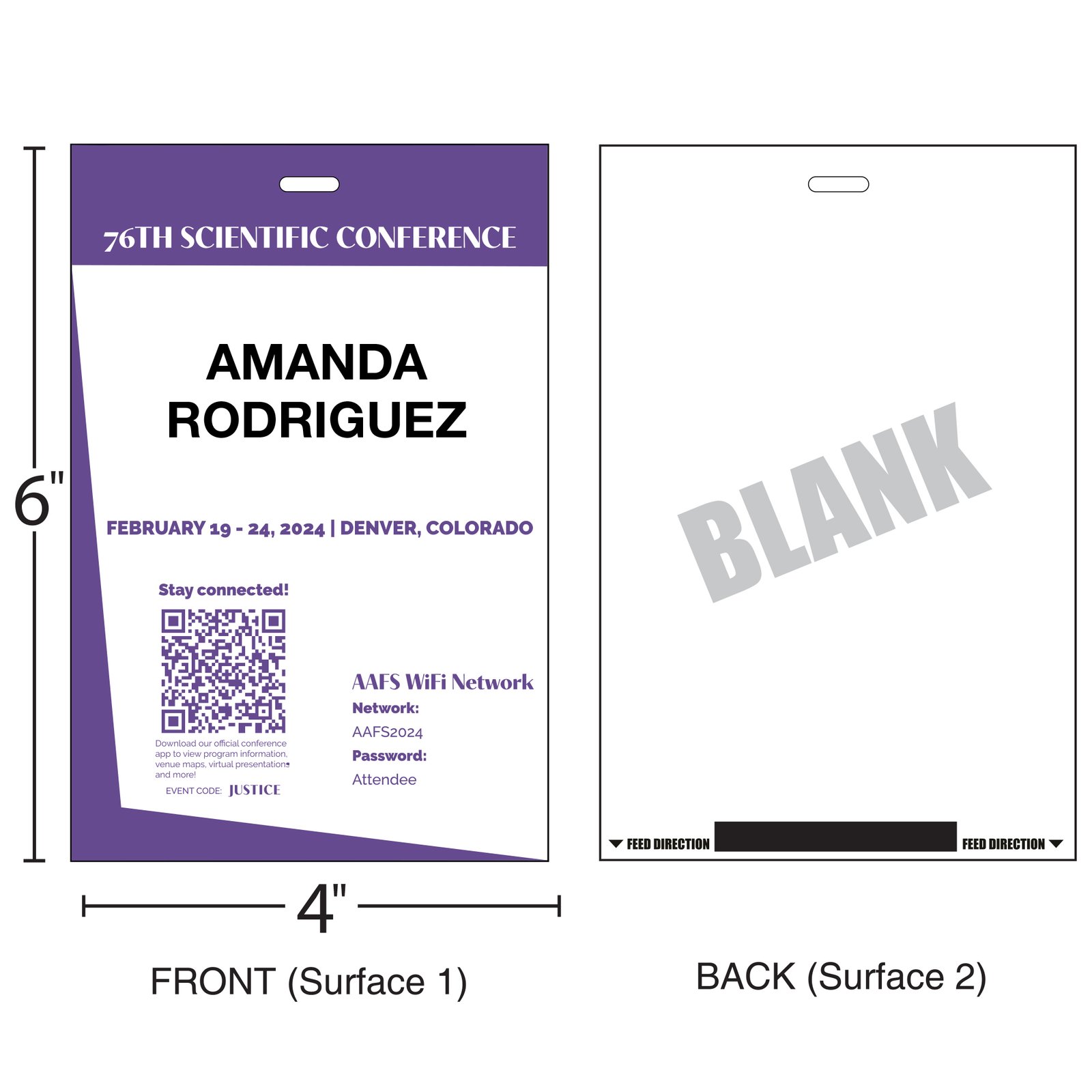 4" x 6" | Standard Custom Badge | One Color | 1 Clip