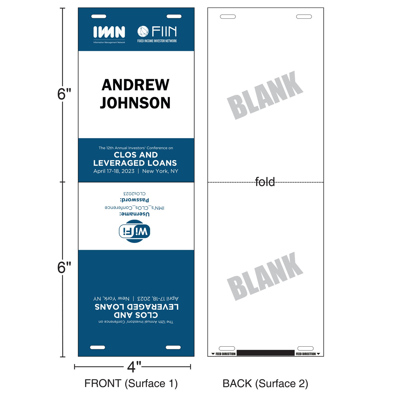 4" x 6" | Standard Custom Badge | One Color | Duo Clip | Two-sided