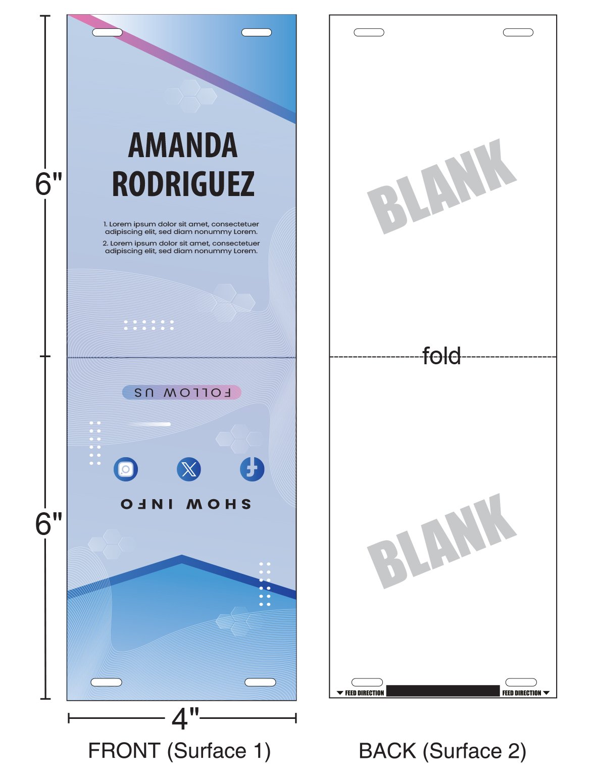 4" x 6" | Standard Custom Badge | Duo Clip | Two-sided