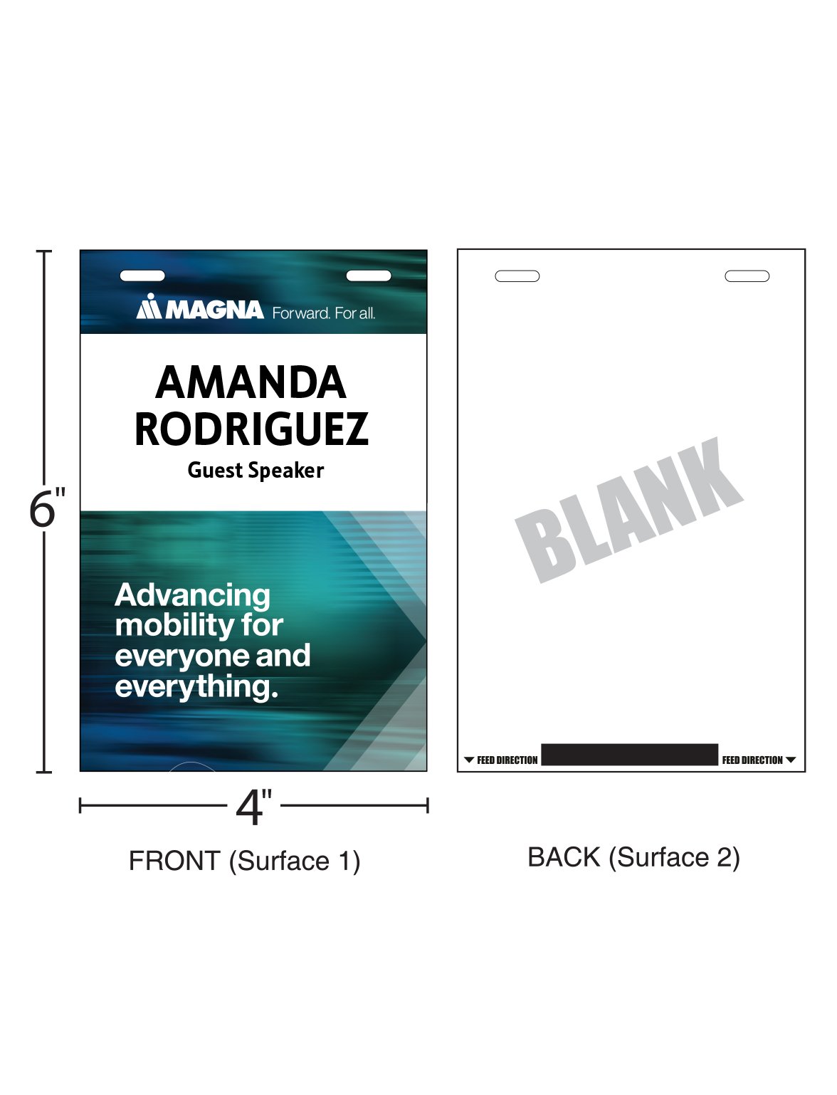 4" x 6" | Standard Custom Badge | Duo Clip